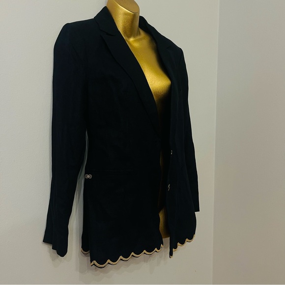 Sam Edelman Black Scallop Hem Blazer | Feminine Tailored Workwear Chic S - Picture 4 of 8